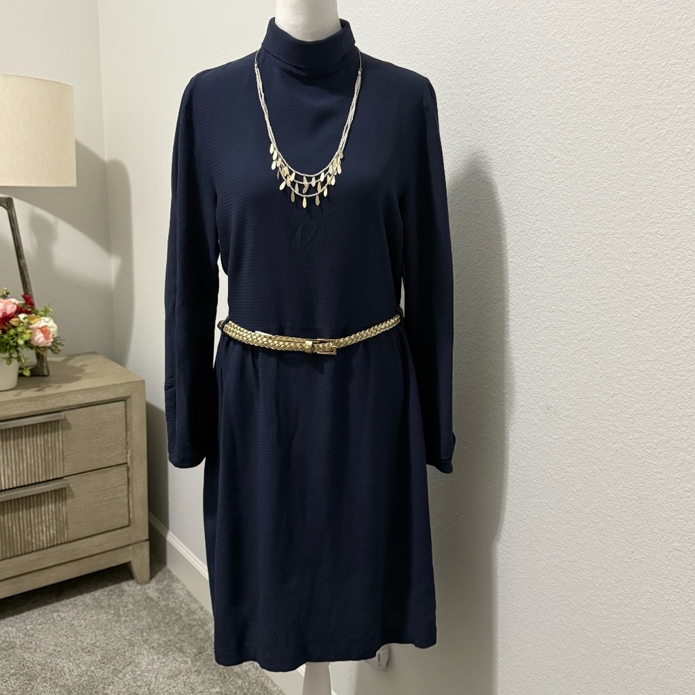 See by Chloé Dark Navy Mock Neck Sheath Dress – Size 38